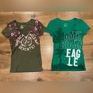 Vintage Y2K American Eagle Vneck Graphic T-Shirt Lot (2) Size: Small